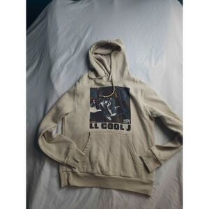 LL Cool J Rock The Bells Hoodie Mens XS Beige Graphic Hiphop Rap Music Fan Merch